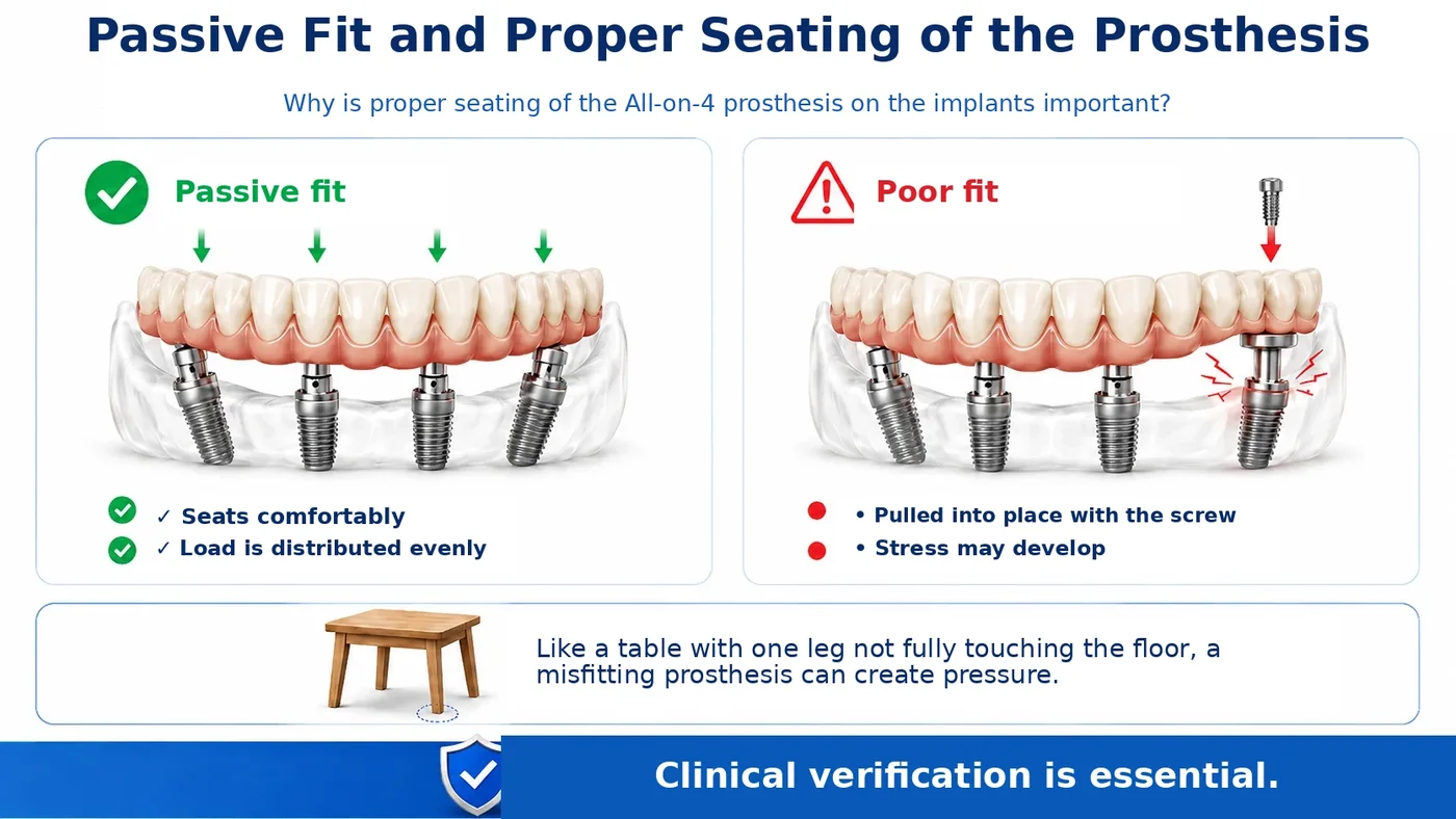Passive fit compared with poor fit of an All-on-4 prosthesis on four implants