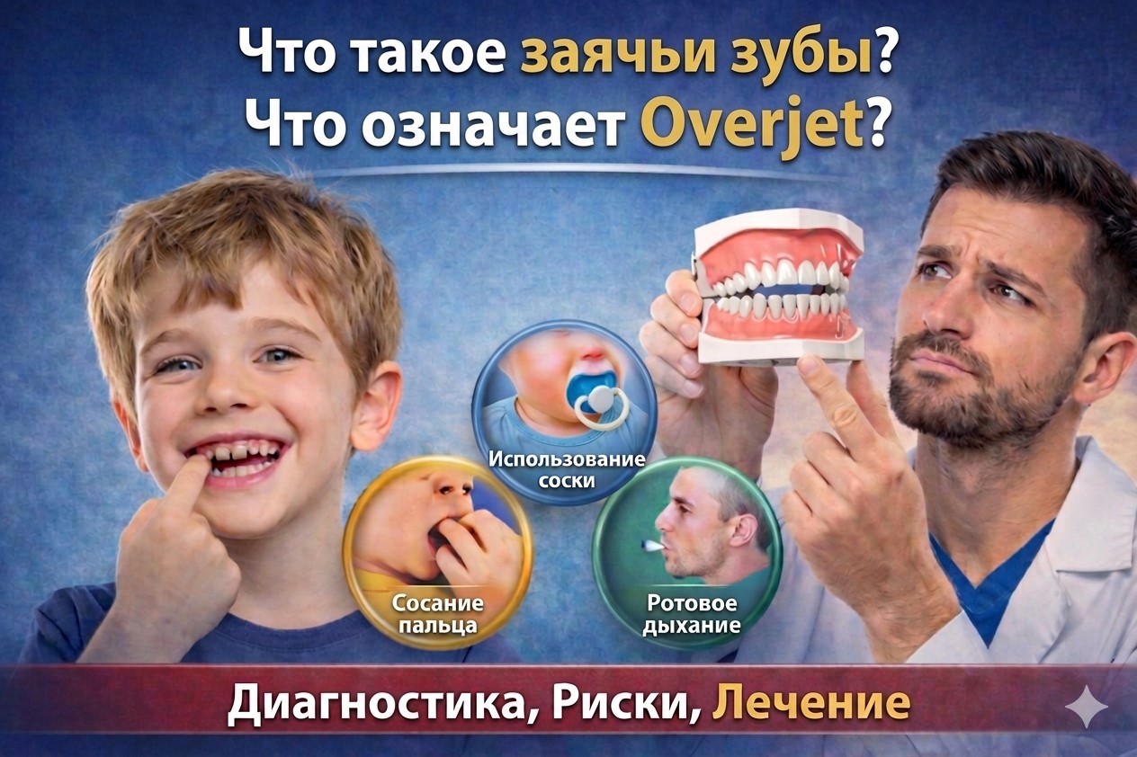  Что такое overjet? Что означает “заячьи зубы”?