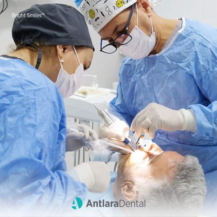 Two dentist doing zirconia crown treatment in antalya turkey