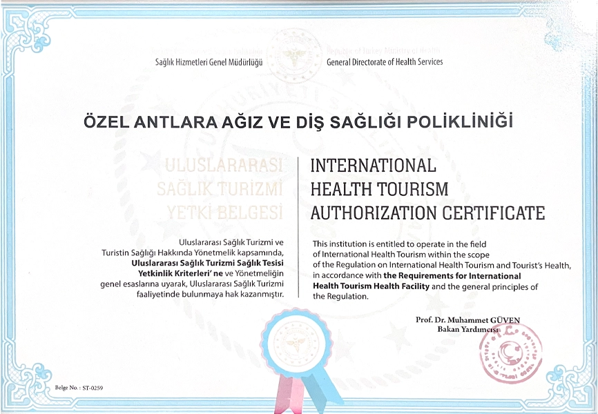 Antlara Dental Sağlık Turizmi Yetki Belgesi